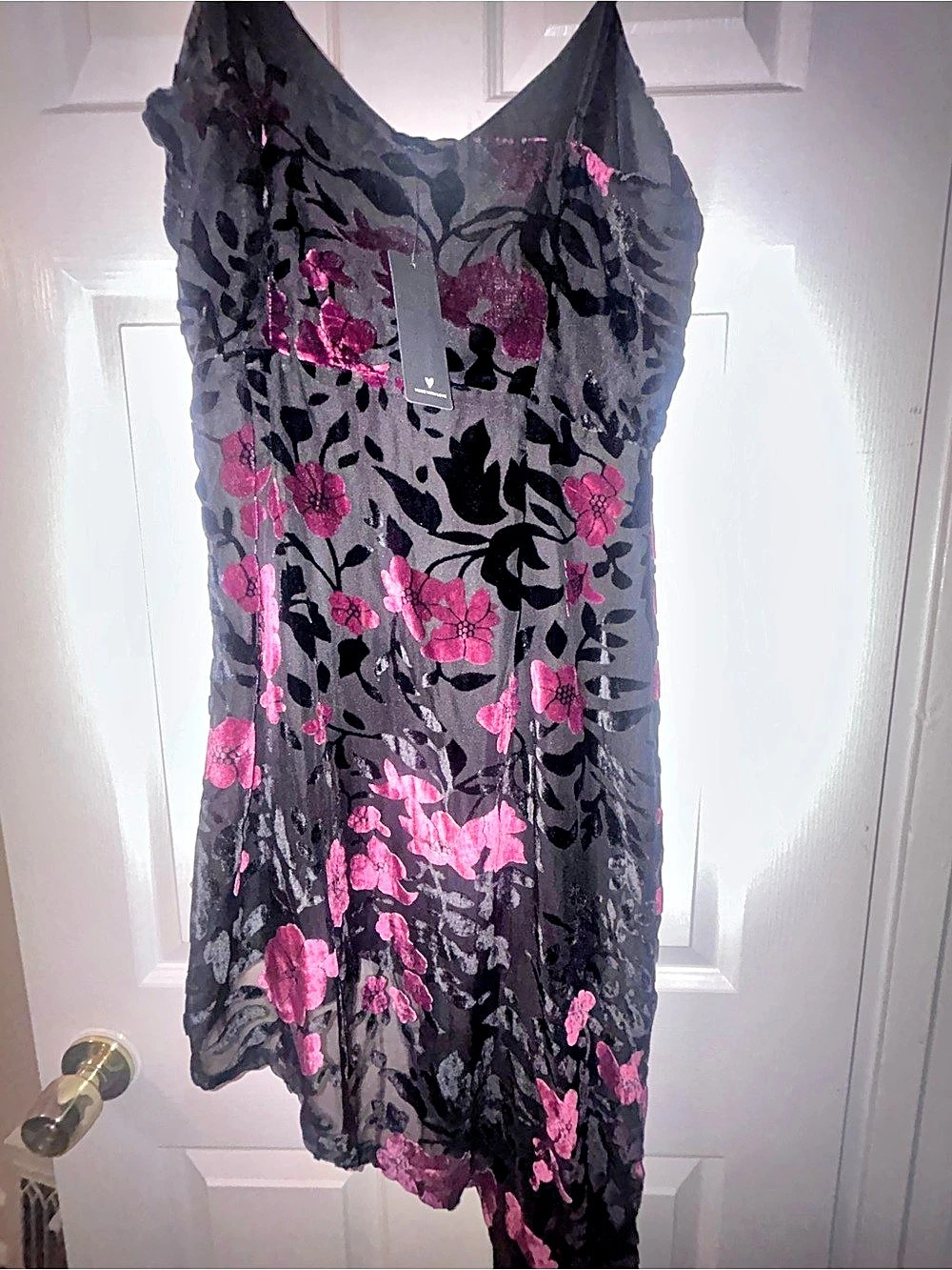 Lulus Evenings with You Black Floral Velvet Asymmetrical Dress
